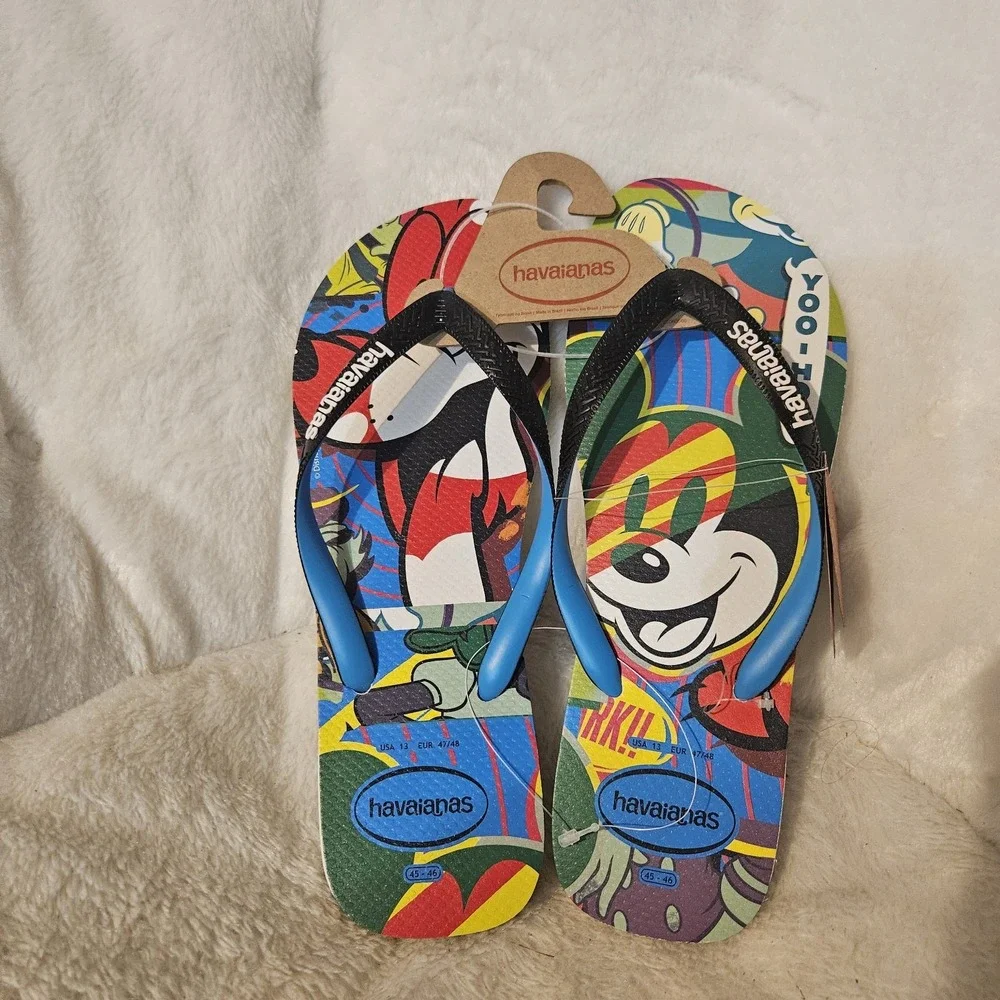 Havaianas Men's Disney Flip Flops Mickey Mouse‎ Pluto Size 13 EUR 45/46 NWT